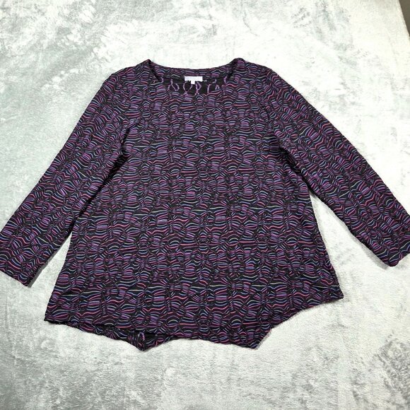 Habitat Top Large Black Purple Textured Asymmetric Lagenlook Stretch Artsy Tunic - Picture 1 of 7